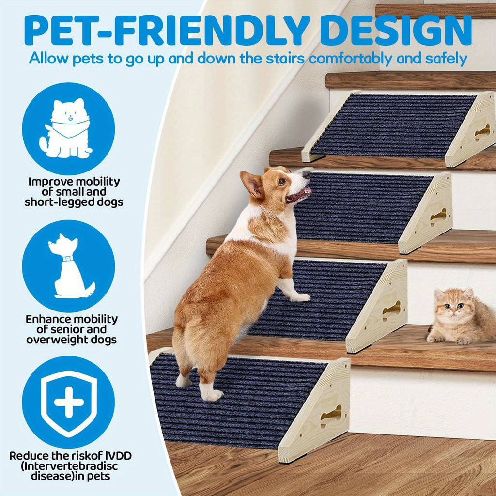 Rampe d’escalier pour chien et chat, en bois, avec anti dérapant agréable pour coussinets