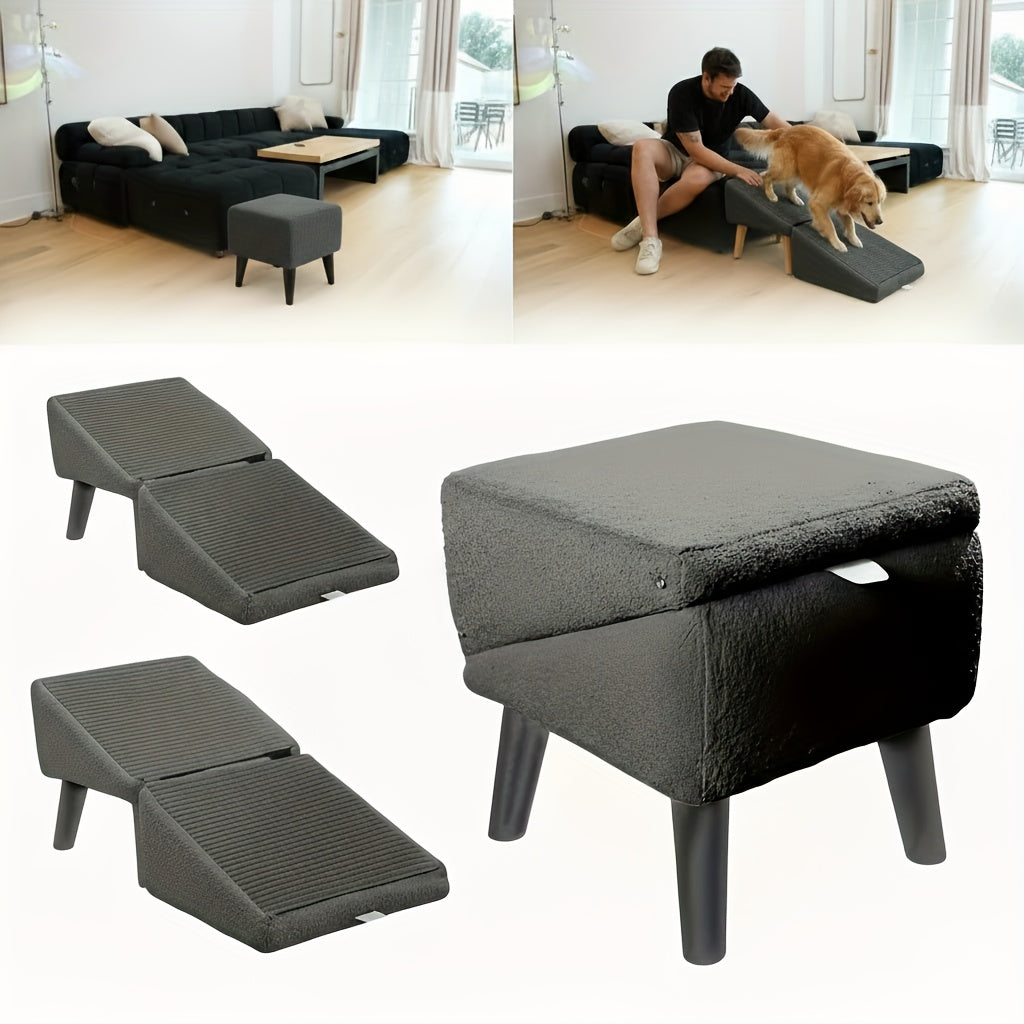 Rampe et tabouret, 2 en 1 pour chien, chat adapté pour monté facilement vers le canapé, lit
