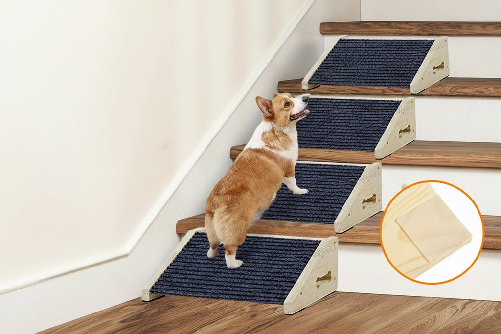 Rampe d’escalier pour chien et chat, en bois, avec anti dérapant agréable pour coussinets