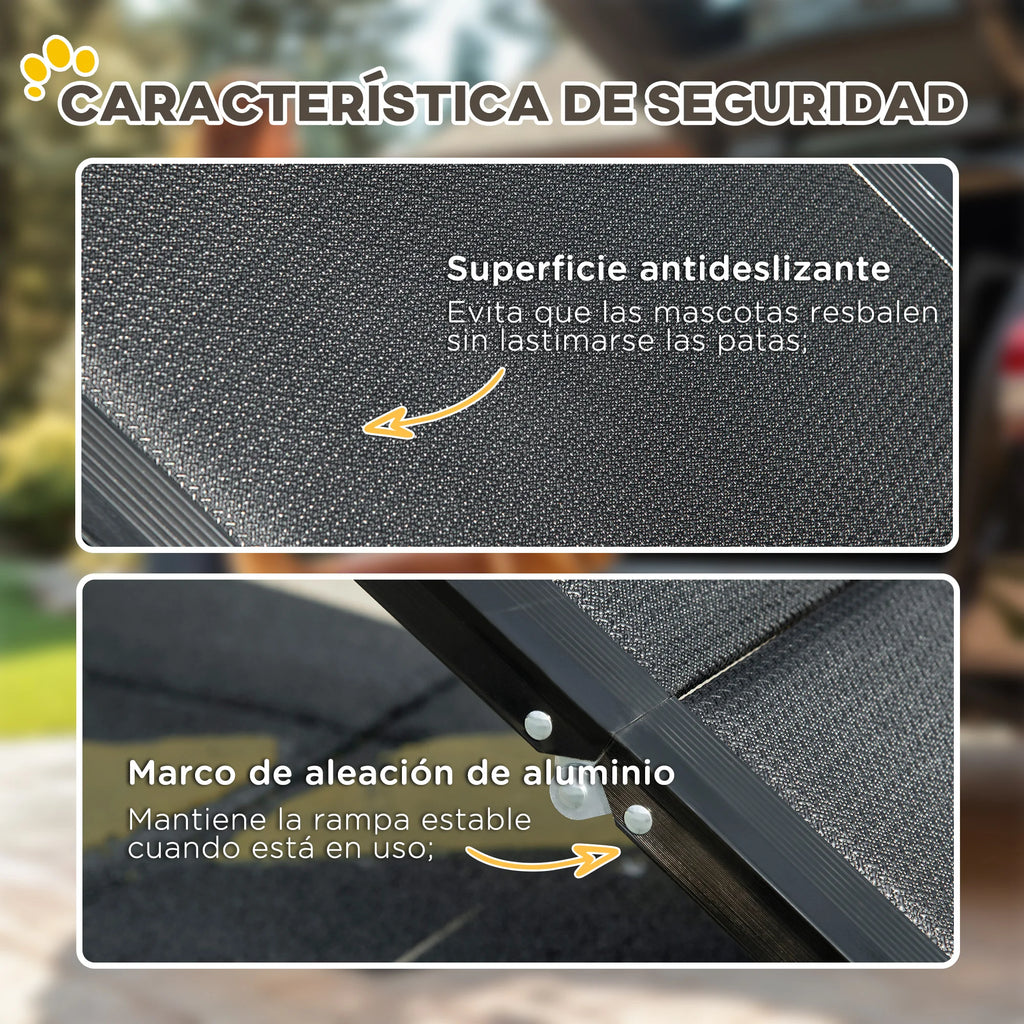 Rampe pliable pour chien chat pliante en aluminium pour voiture, noir, 158x43,5x2,5 cm