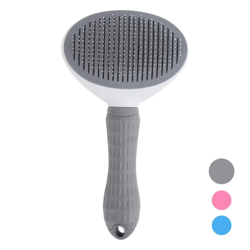 Brosse pour chien et chat avec bouton poussoir – Peigne lissant anti-poils et toilettage facile