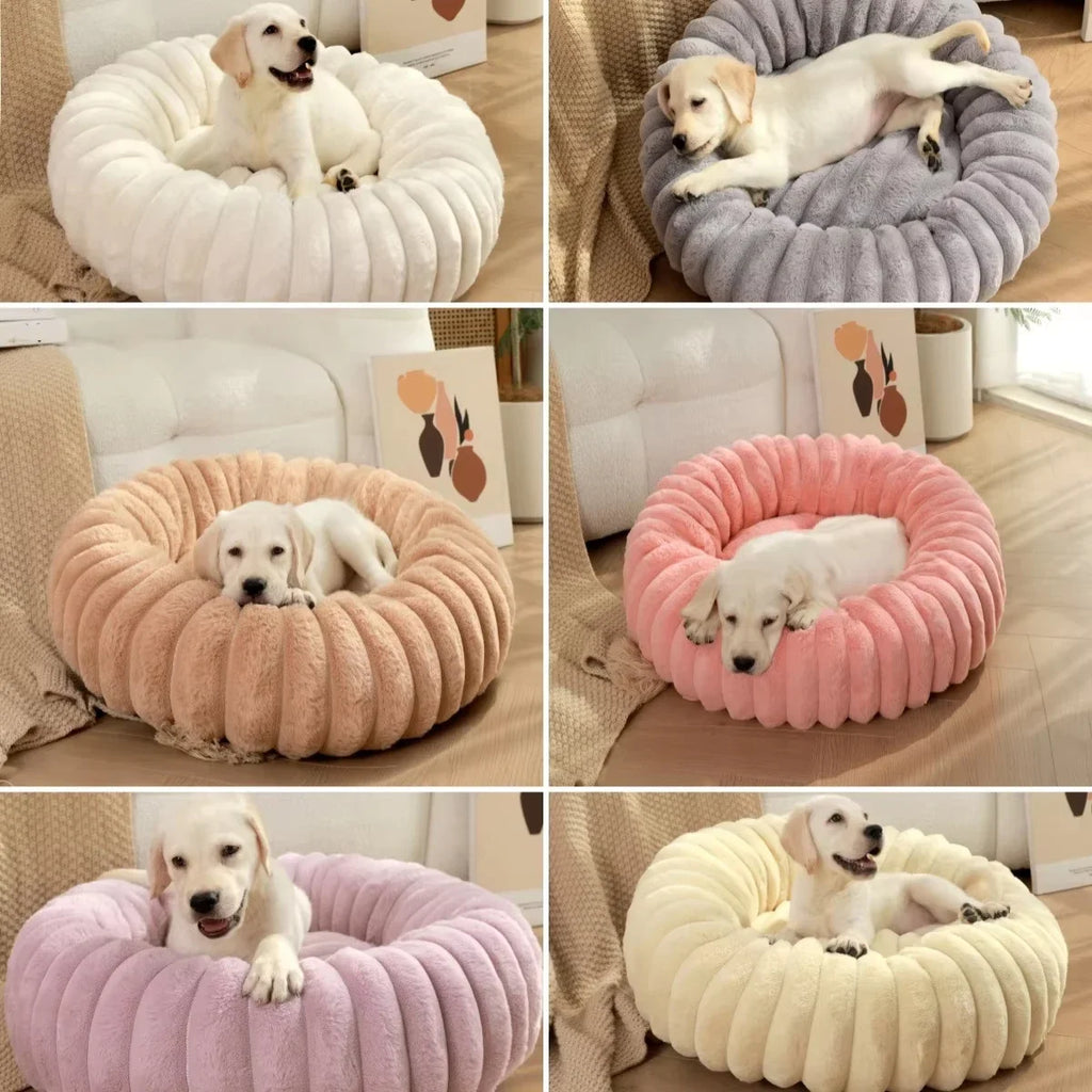 Lit rond pour animaux de compagnie 40-70cm, lit Super doux pour chat, longue maison en peluche pour chien moyen, couchage chaud d'hiver