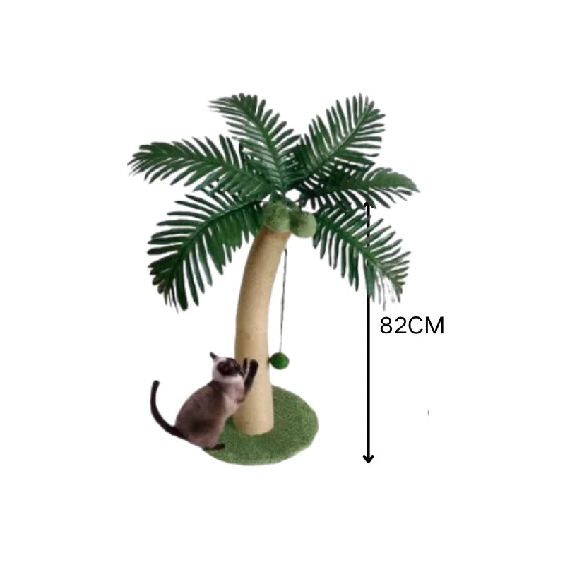 Arbre à Chat Cocotier en Sisal Naturel – Poteau Griffoir Interactif pour Chats de Petite et Moyenne Taille