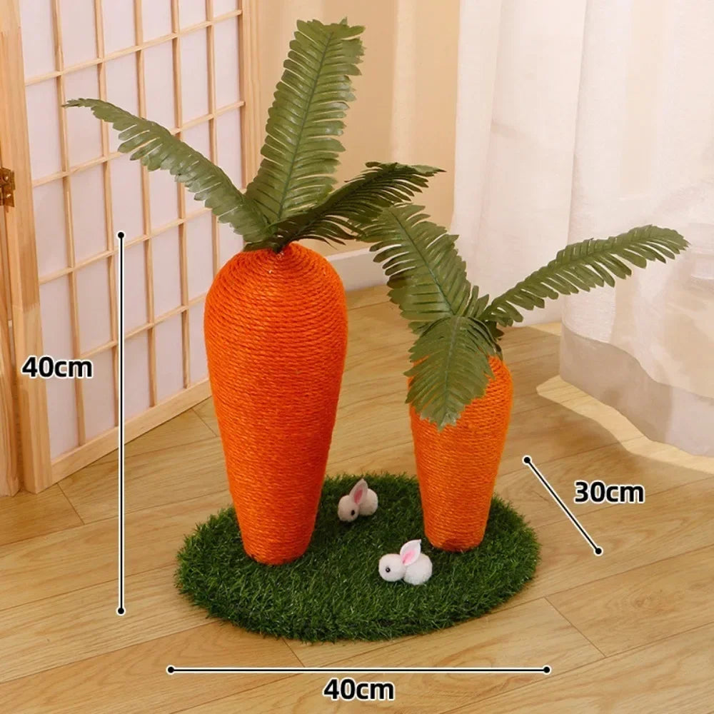 Arbre à Chat Carotte en Sisal – Griffoir Mignon avec Jouets Interactifs pour Chat