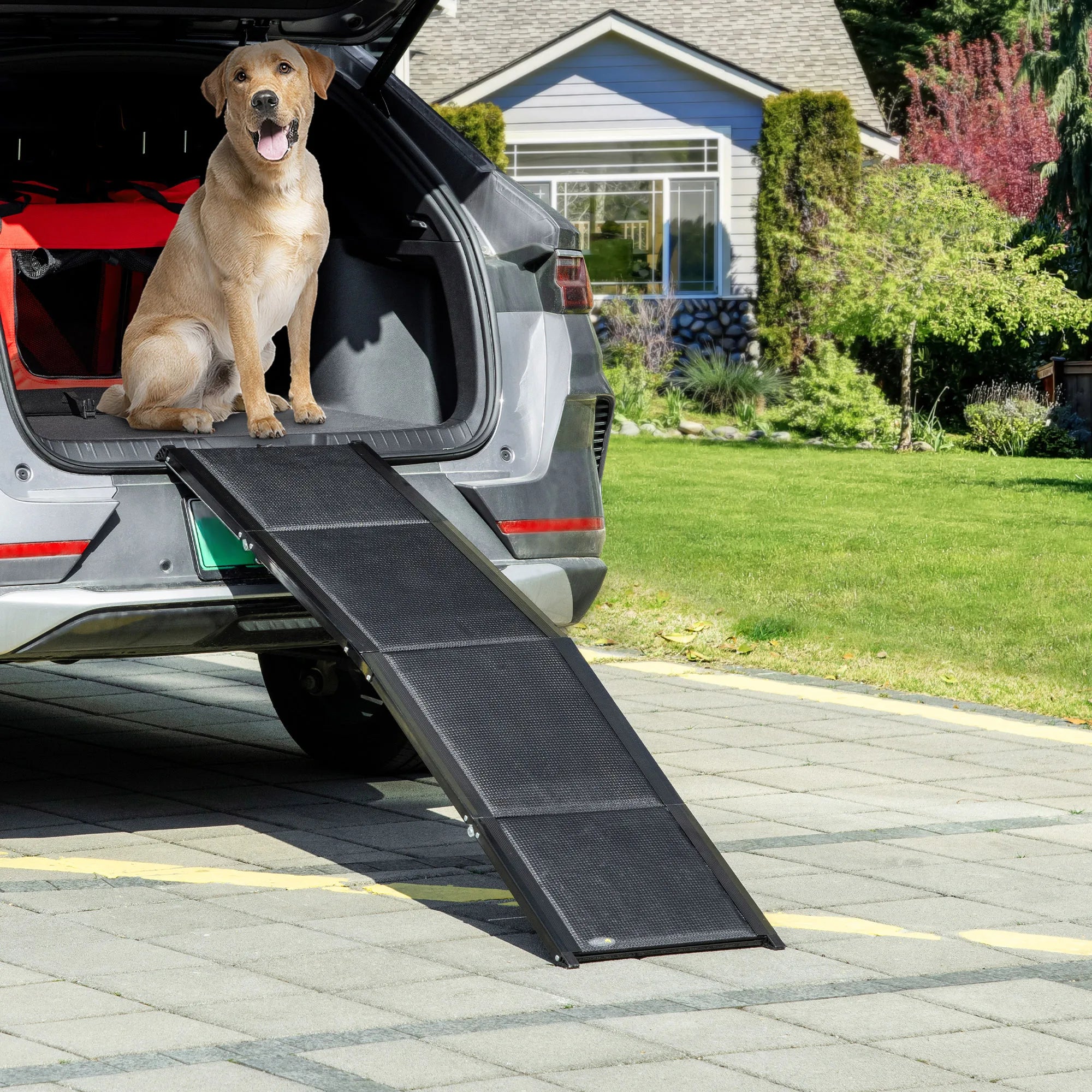 Rampe pliable pour chien chat pliante en aluminium pour voiture, noir, 158x43,5x2,5 cm