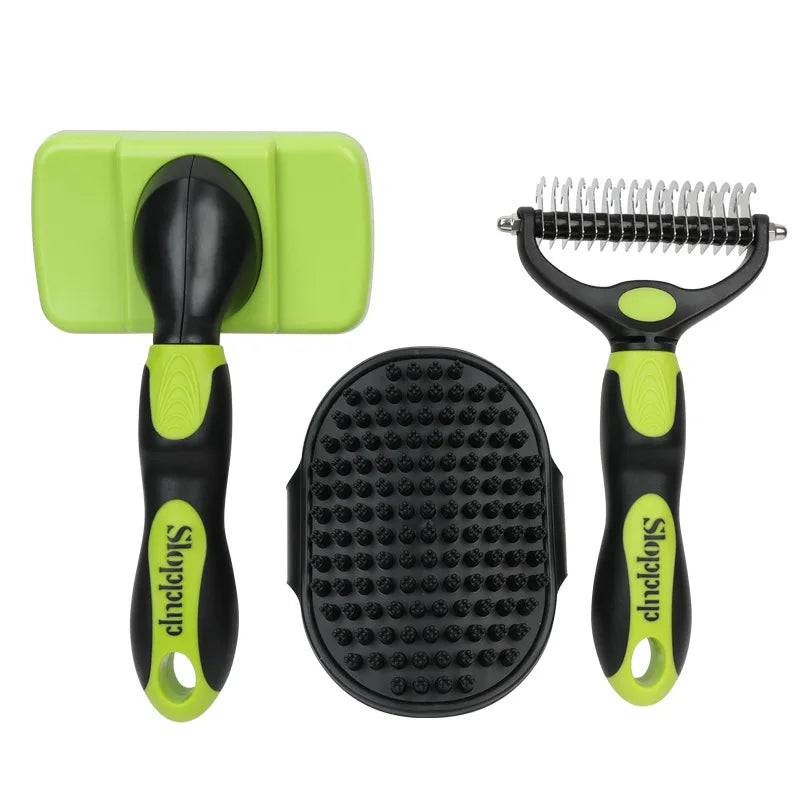 Kit 3 brosses de toilettage professionnelles pour animaux de compagnie, pour brossage, Massage, bain, outil de démêlage, chiens et chats