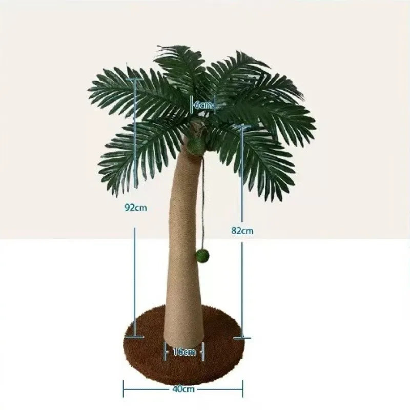 Arbre à Chat Cocotier en Sisal Naturel – Poteau Griffoir Interactif pour Chats de Petite et Moyenne Taille