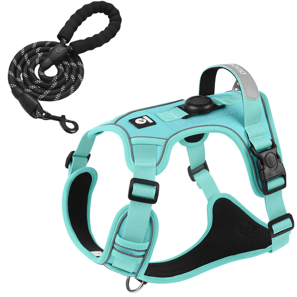 Harnais pour chien avec support Airtag et ensemble avec laisse - matériaux respirant et confortable de qualité supérieure ensemble harnais et laisse réfléchissants durables pour chien