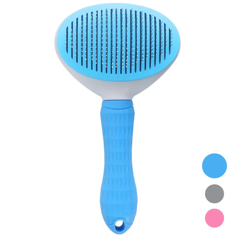 Brosse pour chien et chat avec bouton poussoir – Peigne lissant anti-poils et toilettage facile