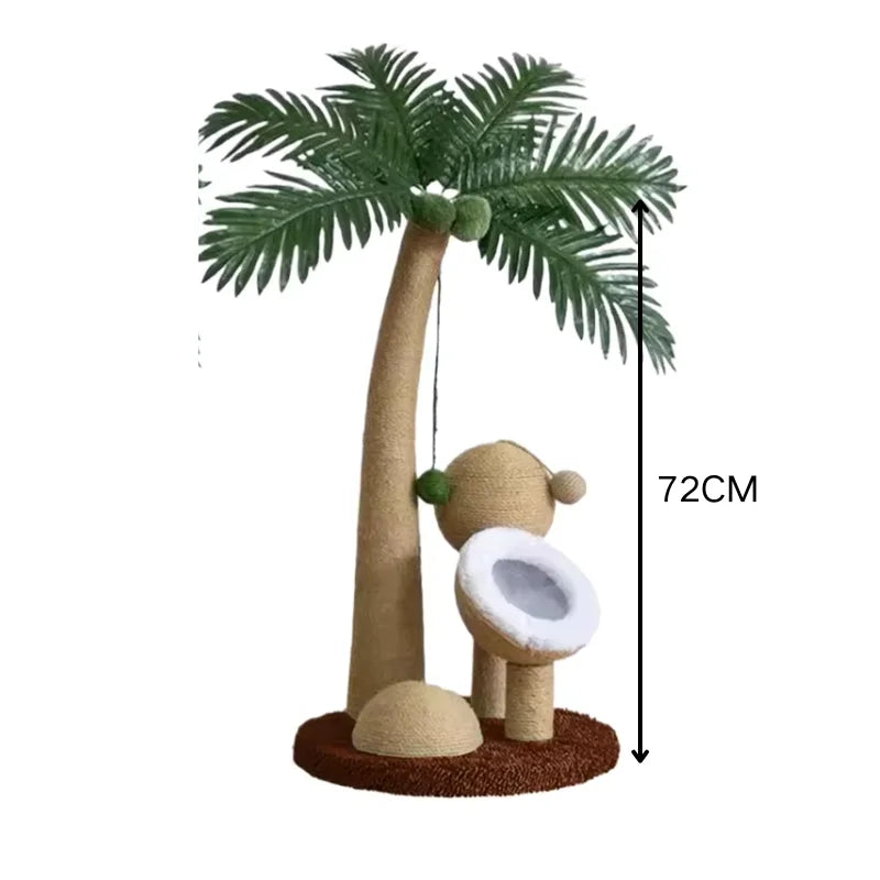 Arbre à Chat Cocotier en Sisal Naturel – Poteau Griffoir Interactif pour Chats de Petite et Moyenne Taille