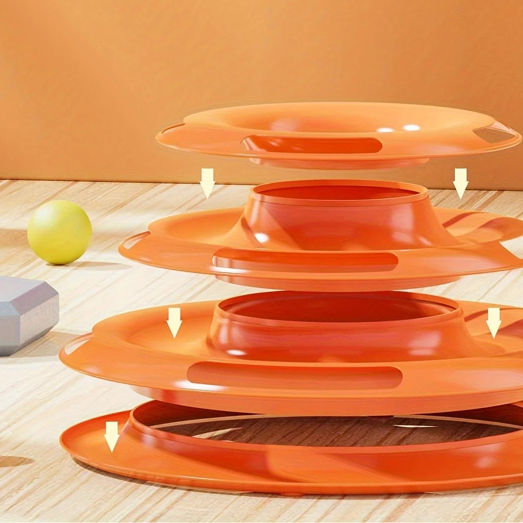 Tour de jeu interactive pour chat à 3 niveaux avec balles colorées – Jouet puzzle stimulant et anti-ennui pour chats actifs