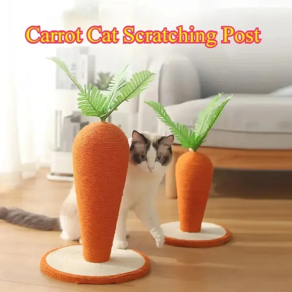 Arbre à Chat Carotte en Sisal – Griffoir Mignon avec Jouets Interactifs pour Chat