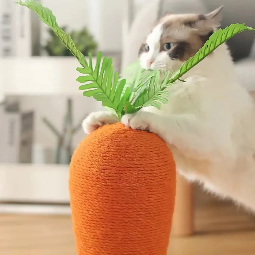 Arbre à Chat Carotte en Sisal – Griffoir Mignon avec Jouets Interactifs pour Chat