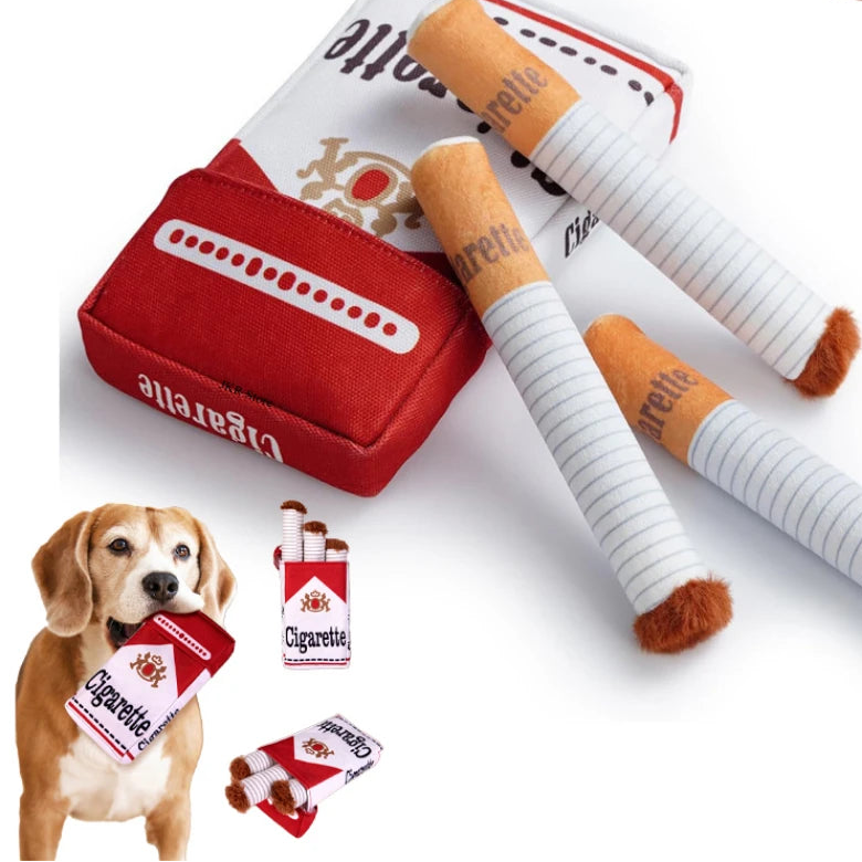 Jouet cigarette pour chien à mâcher - Jouet interactif pour chien en peluche résistant