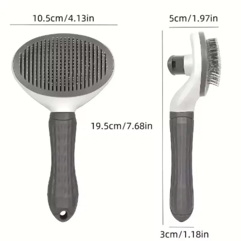Brosse pour chien et chat avec bouton poussoir – Peigne lissant anti-poils et toilettage facile