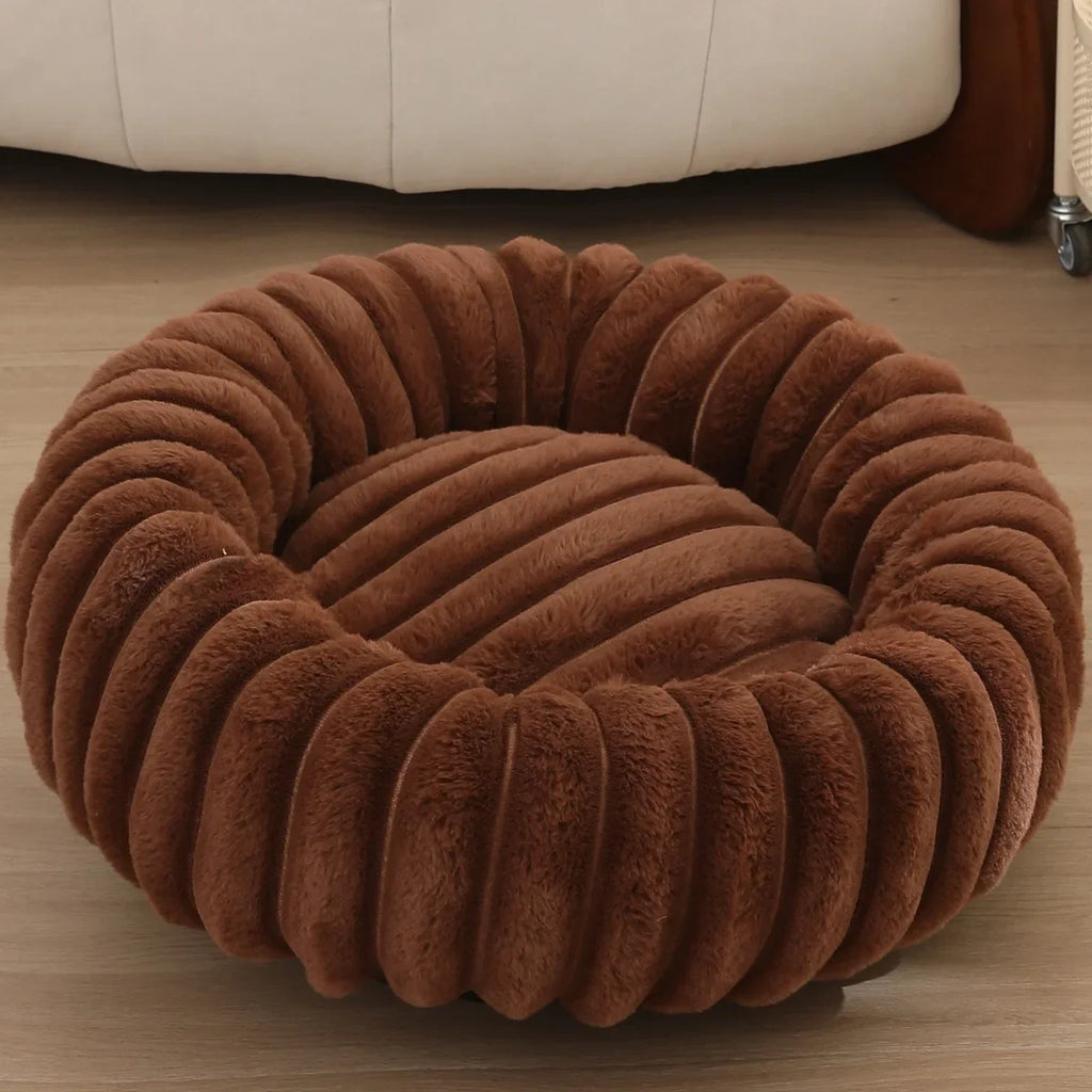 Lit rond pour animaux de compagnie 40-70cm, lit Super doux pour chat, longue maison en peluche pour chien moyen, couchage chaud d'hiver