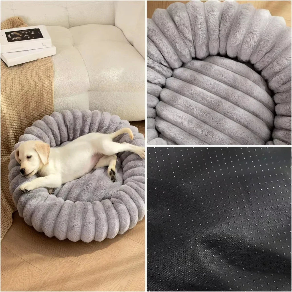 Lit rond pour animaux de compagnie 40-70cm, lit Super doux pour chat, longue maison en peluche pour chien moyen, couchage chaud d'hiver