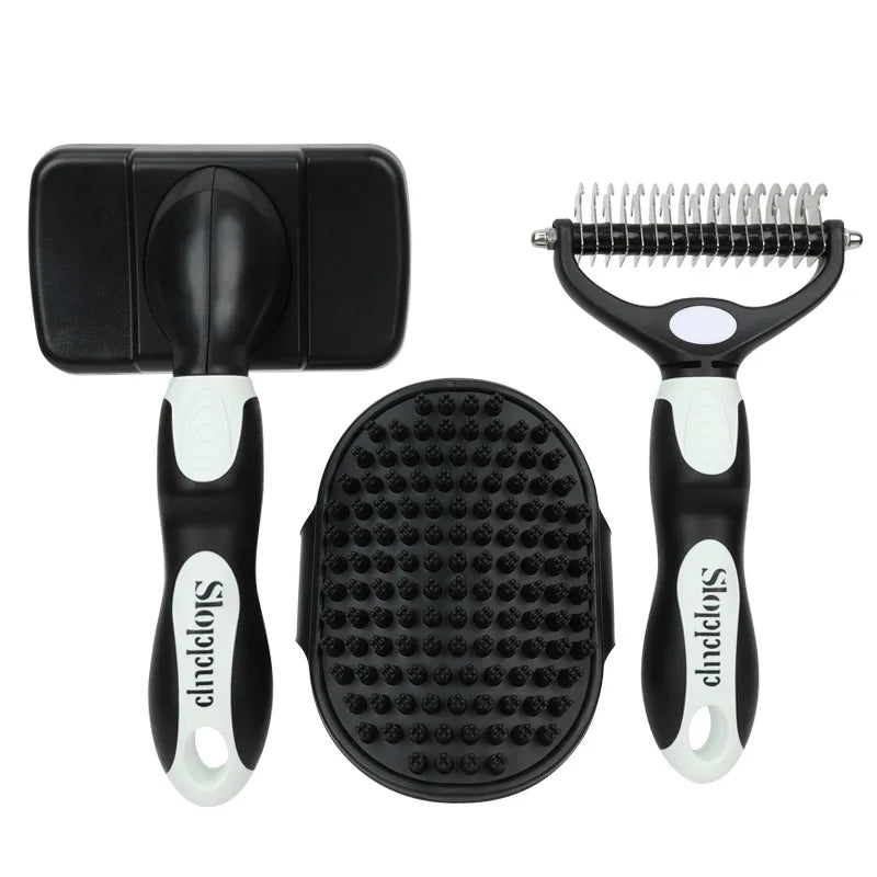 Kit 3 brosses de toilettage professionnelles pour animaux de compagnie, pour brossage, Massage, bain, outil de démêlage, chiens et chats