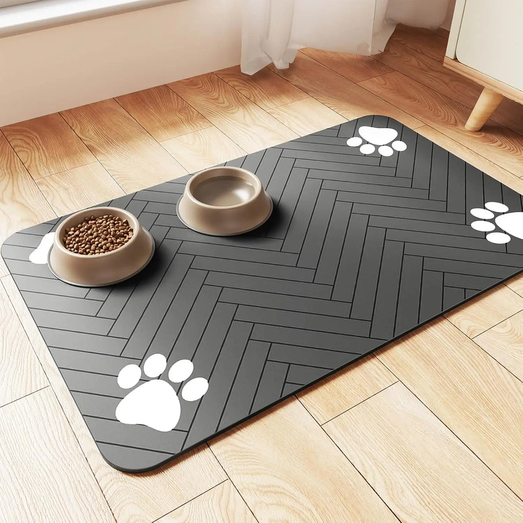 Tapis pour gamelle absorbants pour chien et chat, napperon pour gamelle avec Support en Caoutchouc Imperméable, pour Chien et Chat