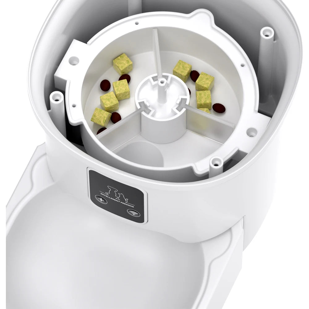 Distributeur Automatique de Croquettes 4L avec Caméra HD, Wi-Fi, Boutons Programmable pour Chat et Chien