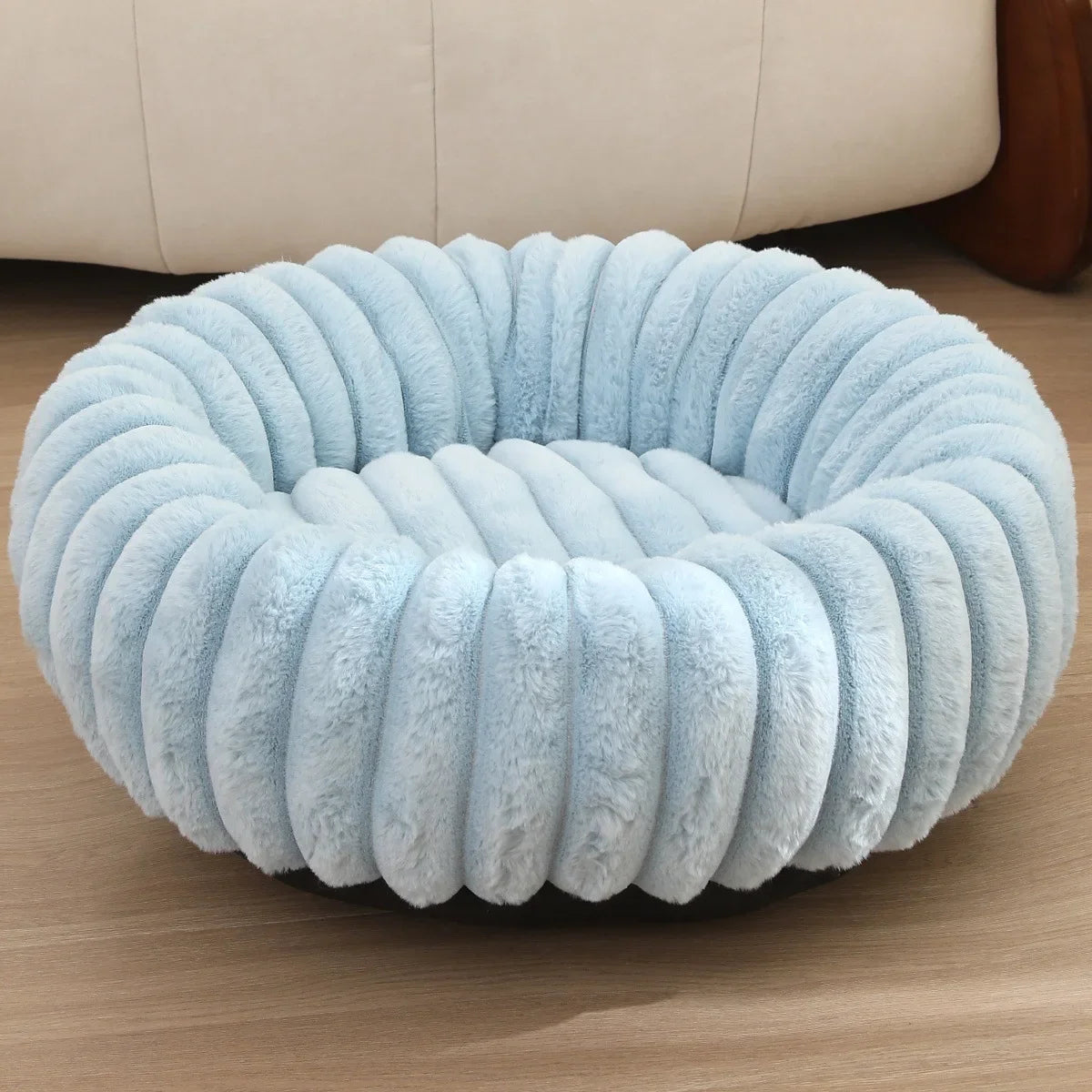 Lit rond pour animaux de compagnie 40-70cm, lit Super doux pour chat, longue maison en peluche pour chien moyen, couchage chaud d'hiver
