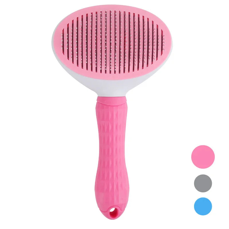 Brosse pour chien et chat avec bouton poussoir – Peigne lissant anti-poils et toilettage facile