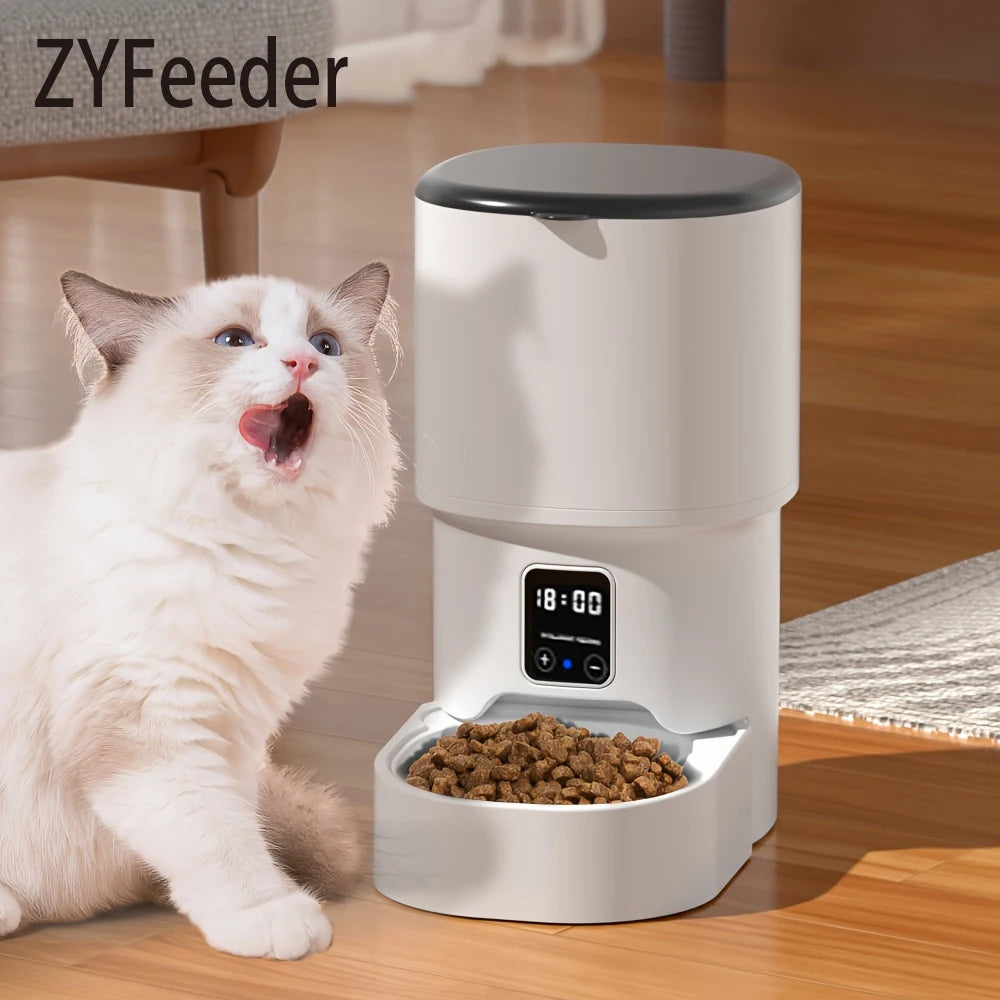 Distributeur Automatique de Croquettes 4L avec Caméra HD, Wi-Fi, Boutons Programmable pour Chat et Chien