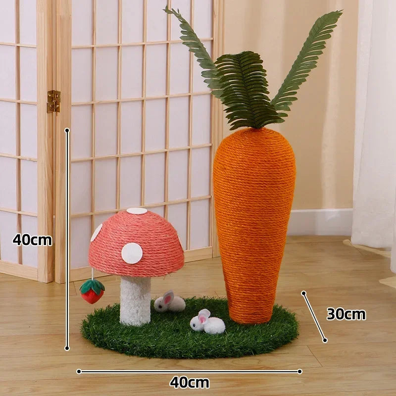 Arbre à Chat Carotte en Sisal – Griffoir Mignon avec Jouets Interactifs pour Chat