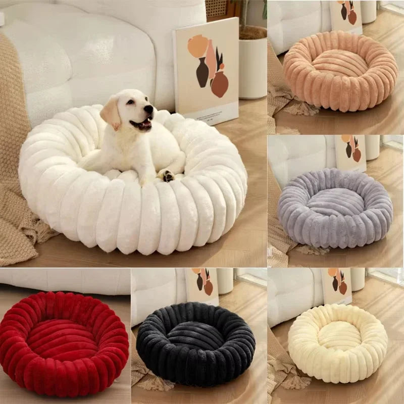 Lit rond pour animaux de compagnie 40-70cm, lit Super doux pour chat, longue maison en peluche pour chien moyen, couchage chaud d'hiver