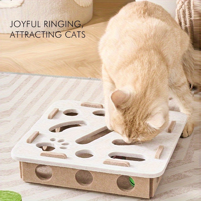 Jouet Interactif pour Chat – Boîte Labyrinthe avec Griffoir et Arbre à Chat Squeaky