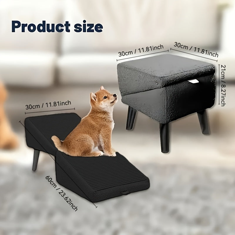 Rampe et tabouret, 2 en 1 pour chien, chat adapté pour monté facilement vers le canapé, lit