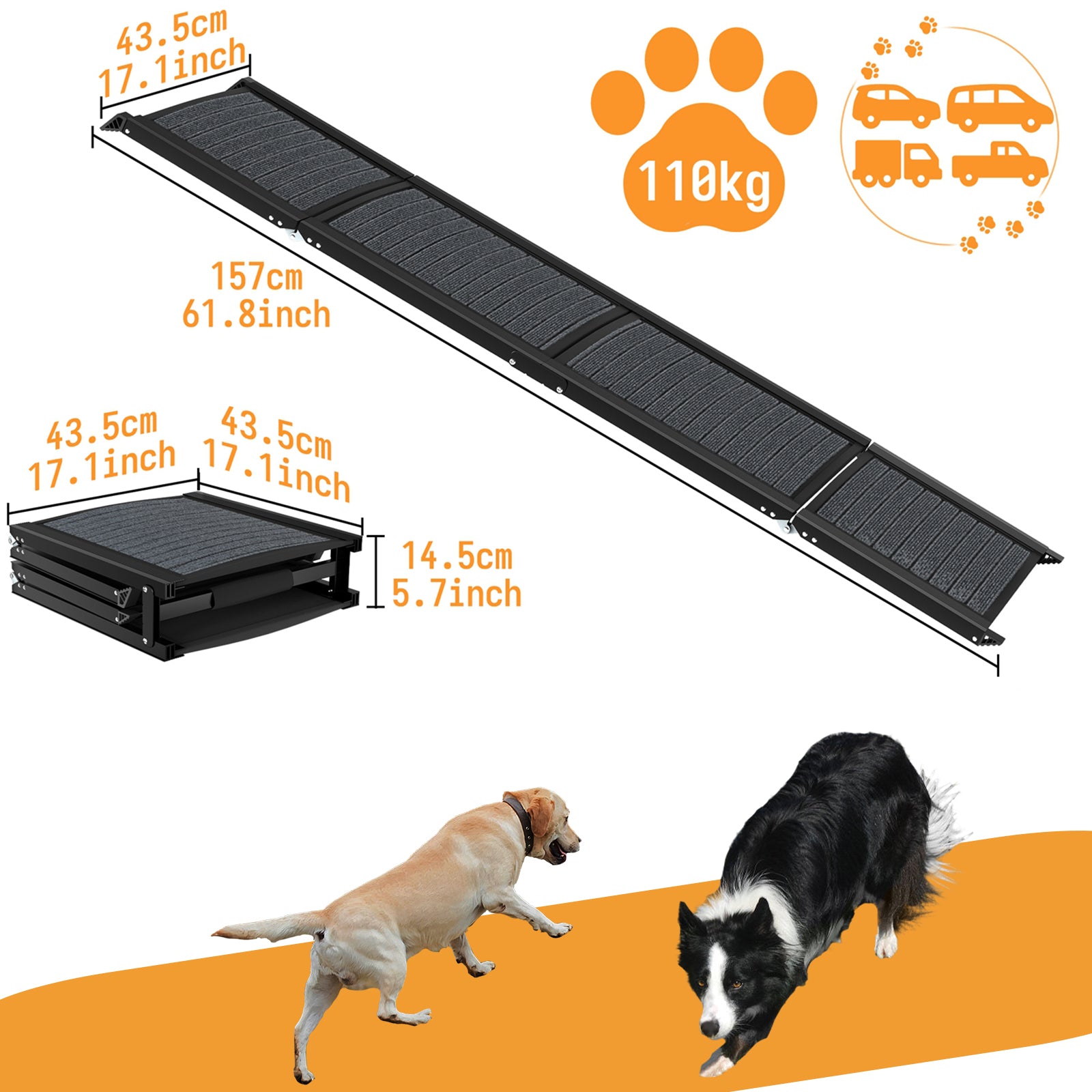 Rampe pliable de voiture pour chien, chat