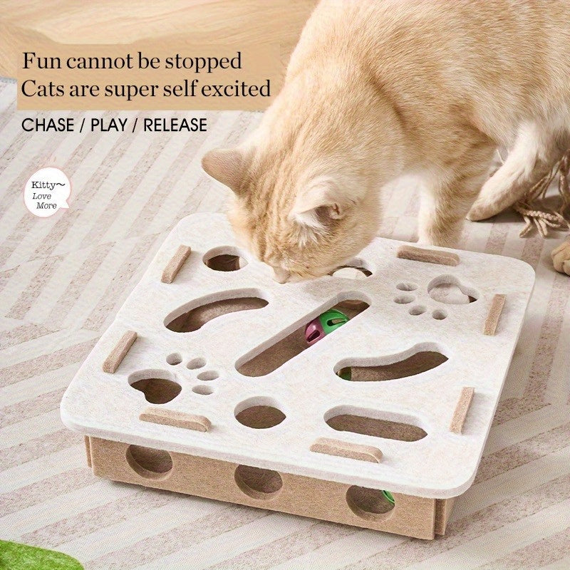 Jouet Interactif pour Chat – Boîte Labyrinthe avec Griffoir et Arbre à Chat Squeaky
